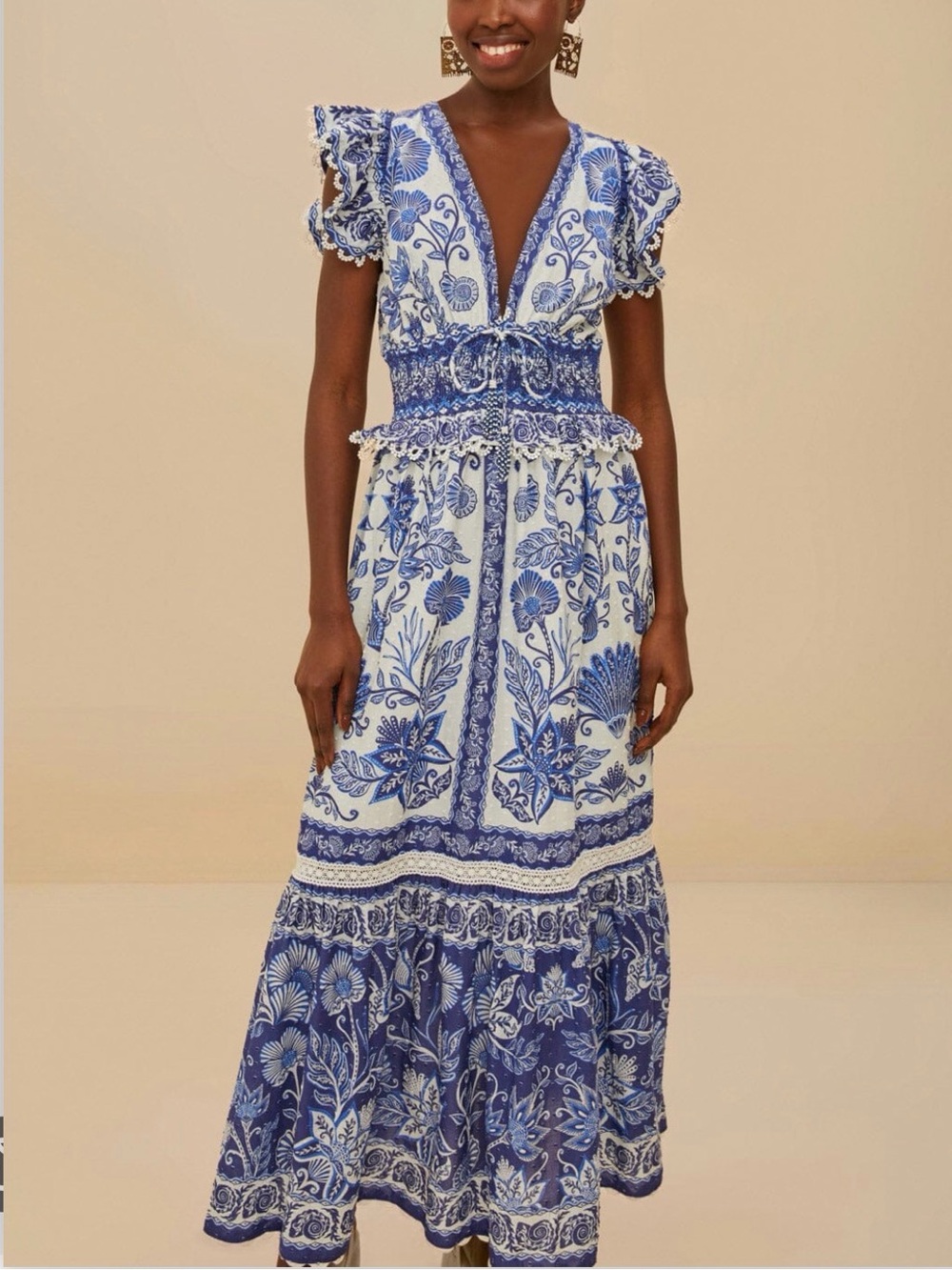 Farm Rio Shell Garden Maxi Dress
